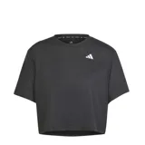 Remera corta Adidas Train Essentials color negro, con logo blanco estampado en el pecho y cuello redondo con cinta con logo repetido.