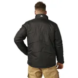 Campera negra con cierre frontal, cuello alto y logo de Caterpillar en el pecho.