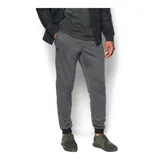 Pantalón de jogging Under Armour, color gris jaspeado, con cintura elástica ajustable con cordón, puños en los tobillos y bolsillos laterales con cierre. Presenta el logo de la marca estampado en la pierna derecha.