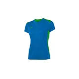 Remera deportiva Joma Campus II, color azul con detalles en verde en cuello y laterales.