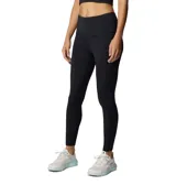 Calza deportiva de compresión color negro, con cintura alta elástica y bolsillo lateral integrado. Confeccionada con tecnología de secado rápido y protección solar.