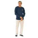 Buzo de cuello redondo Rip Curl, confeccionado en algodón con efecto lavado, manga larga y puños acanalados. Presenta un pequeño parche con logo en el pecho.