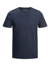 Camiseta azul marino de manga corta y cuello redondo, marca Jack & Jones.