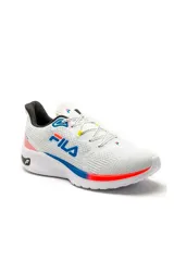Championes Fila Revelation de running, color blanco con detalles en azul y rojo, confeccionados con malla transpirable y suela amortiguada.
