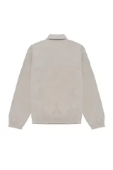 Campera de estilo casual con cuello tipo solapa, cierre frontal de cremallera y bolsillos laterales. Presenta puños y ruedo elásticos, con un acabado de textura ligera.
