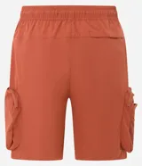Bermuda cargo masculina marca Blue Steel, en color marrón, con cintura elástica con cordón de ajuste y bolsillos tácticos laterales con solapa y cremallera.