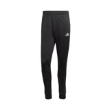 Conjunto deportivo Adidas negro, compuesto por campera con cierre y cuello alto, y pantalón con cintura elástica. Ambos con logo Adidas en blanco.