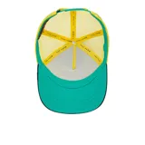Gorra tipo trucker con panel frontal amarillo, visera curva negra y malla trasera amarilla. Presenta un parche bordado en el frente con la ilustración de un perro y la palabra 'LOYAL'.