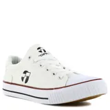 Championes Topper Wagon de lona blanca con detalles en negro y rojo.