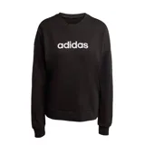 Buzo de cuello redondo Adidas, color negro, con logo de la marca estampado en blanco en el centro del pecho.