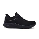Championes deportivos Skechers Hands Free Slip-Ins Bobs Sport Squad Chaos Current Muse, color negro. Capellada de knit con cordones elásticos, plantilla Skechers Memory Foam, media suela contorneada con absorción de impactos y suela flexible con tracción.
