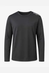 Remera térmica deportiva de manga larga Southbeach, color negro, con cuello redondo y detalle de logo estampado en el hombro.