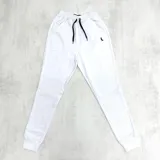 Pantalón de jogging blanco de algodón con felpa, corte ajustado y puños elásticos.