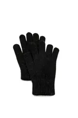 Guantes de punto tejido en color negro con puño elástico acanalado.