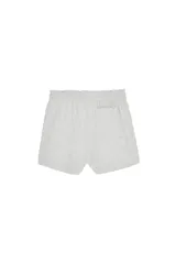 Shorts de algodón color azul, de la colección Benito Antonio x ZARA. Posee cintura elástica con acabado paperbag y cordón ajustable, además de bolsillos laterales y un bolsillo trasero de plastrón.
