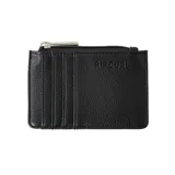 Billetera tarjetero Rip Curl Essentials Mini de cuero sintético negro con logo grabado. Incluye cierre superior con cremallera y múltiples ranuras para tarjetas.