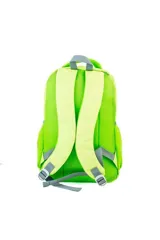 Mochila Santa Barbara modelo Nagoya de color verde lima, con múltiples compartimentos con cierre, bolsillos laterales de red y logo estampado en el frente.
