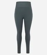 Legging deportiva de tiro alto confeccionada en microfibra elástica, con diseño ajustado al cuerpo y detalle de costuras sobrepuestas.