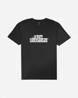 Remera negra de manga corta con estampa frontal del logotipo de Lost Surfboards en color blanco.