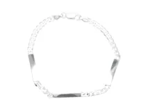 Pulsera de plata 925 con cadena de eslabones y tres barras rectangulares.