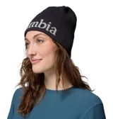 Gorro tipo beanie de Columbia, color negro con logo y nombre de la marca en gris. Cuenta con tecnología termorreflectante Omni-Heat™ Infinity para mayor retención de calor.