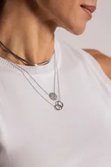 Gargantilla plateada de acero quirúrgico con cadena de eslabones planos.