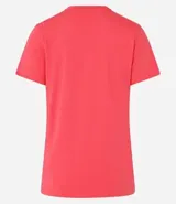 Remera básica celeste de media malla, con escote en V y mangas cortas.