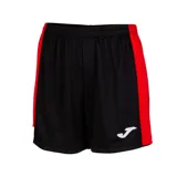 Short deportivo negro con detalles en rojo en los laterales y logo blanco de la marca Joma en la pierna derecha.