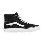 Championes Vans modelo Skate SK8-HI de caña alta, color negro con la icónica banda lateral en blanco. Presentan costuras reforzadas, suela de goma vulcanizada con diseño waffle y etiqueta de la línea Skate en el lateral.
