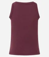 Musculosa básica femenina color marrón oscuro, confeccionada en malla rib de algodón con textura acanalada y cuello redondo.