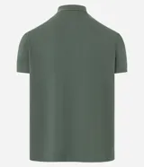 Camisa polo de manga corta marca Marfinno, confeccionada en tejido texturizado color verde militar. Presenta cuello clásico con botones frontales y un bolsillo aplicado en el pecho.