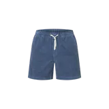 Short de corduroy azul marino con cintura elástica ajustable mediante cordón en color crudo y bolsillos laterales.