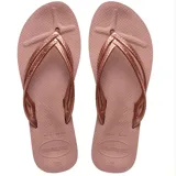 Sandalias tipo ojota Havaianas color negro, con diseño de plataforma y tiras finas con textura grabada.
