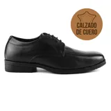 Zapato de vestir acordonado, color negro, marca Hanker, confeccionado en cuero.