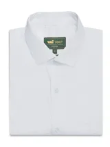 Camisa de manga larga de popelina de algodón en color blanco, marca RKF modelo Easysolid. Cuenta con cuello clásico, cierre frontal de botones y un bolsillo en el pecho con el logo bordado al tono.