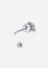 Piercing para ombligo de acero quirúrgico hipoalergénico con strass.