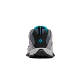 Championes de trekking Columbia modelo Crestwood Omni-Grip, color gris con detalles en turquesa y negro. Confeccionados con una parte superior que combina cuero y malla, entresuela ligera Techlite y suela de goma con tecnología Omni-Grip para mayor tracción.