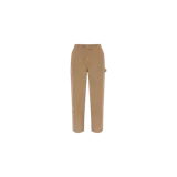 Pantalón de corduroy color marrón claro, de corte recto estilo cargo con bolsillos utilitarios y presillas laterales.