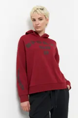 Canguro beige de algodón con capucha, manga larga y estampado frontal con la leyenda "Sport Club 23". También tiene estampado en las mangas.