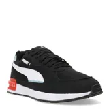 Championes Puma Graviton negros con detalles en blanco, azul y naranja.