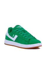 Championes deportivos Pony Square de color verde con detalles en blanco y suela de goma color miel.
