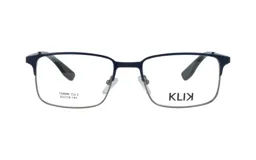 Armazón de lentes Klix modelo 104MM color azul marino y plateado, de formato rectangular y diseño semi al aire.