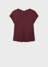 Camiseta de cuello redondo y manga corta con dobladillo, confeccionada en algodón, con diseño recto y ajuste al cuerpo.