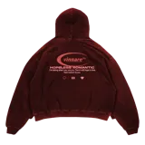 Buzo hoodie color borgoña con efecto lavado, confeccionado en algodón. Estampado en la espalda con el logo de la marca "vinnare™" y la frase "HOPELESS ROMANTIC".