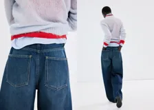 Jeans Orlando de corte wide leg y tiro medio, en tono azul clásico con efecto desgastado.