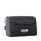 Neceser negro Rip Curl modelo F-Light Toiletry Icons con logo estampado en blanco. Cuenta con cierre superior y asa lateral. Ideal para viaje.