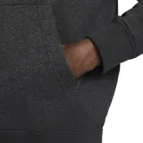 Canguro negro con capucha y cordones blancos, con logo de Nike bordado en el pecho y bolsillo tipo canguro.