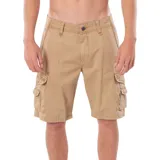 Bermuda color beige, estilo cargo, con múltiples bolsillos y corte recto.