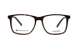 Armazón para lentes recetados Azzaro modelo 31155, color carey, con forma rectangular y patillas negras.