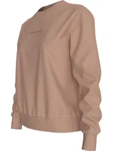 Buzo de tejido de punto color beige claro, con cuello redondo y puños y dobladillo acanalados. Presenta un texto en relieve sutil en el pecho que dice "established nineteen seventy eight".